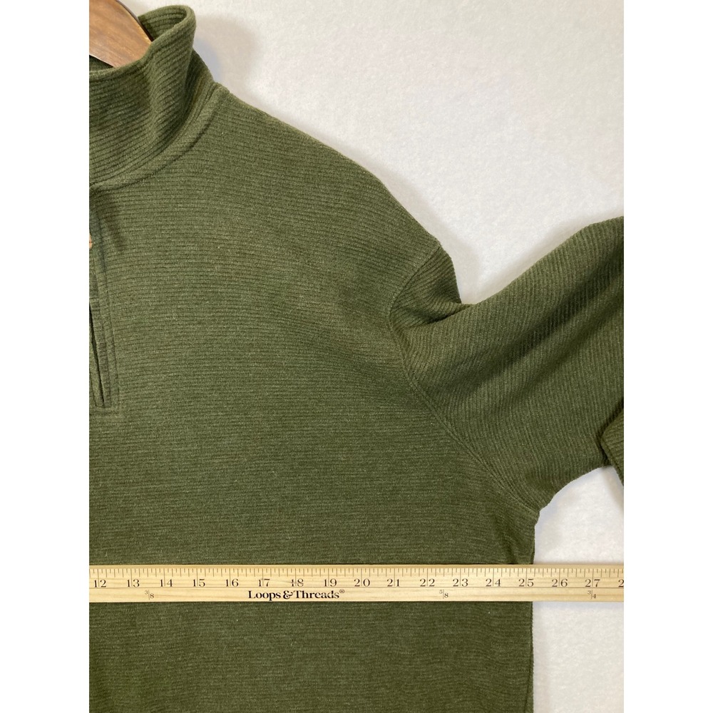 Mens Olive Green Textured Knit Quarter Zip Pullover Sweater‎ XL - Picture 7 of 9